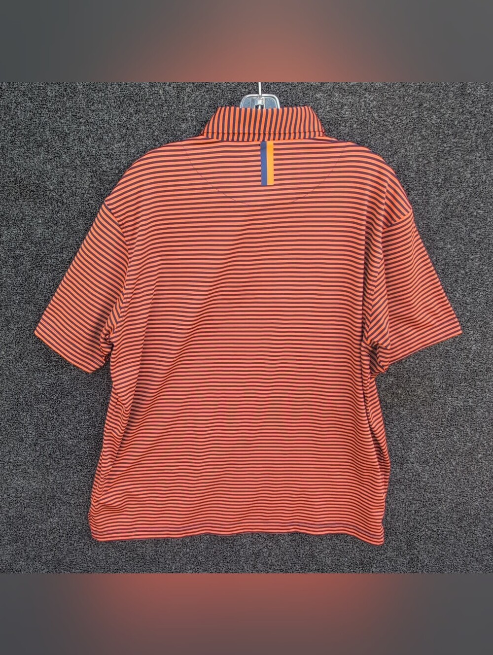 Rhoback Birdie Striped Shirt Mens Large Orange Blue Performance Stretch Polo - Picture 8 of 8